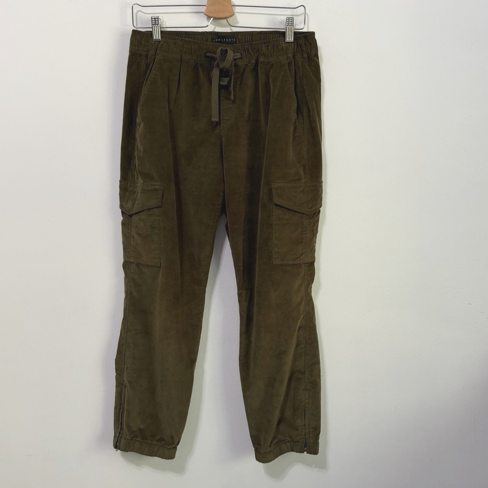 Sanctuary Mia Trooper Corduroy Jogger Pants M Olive Green 30x26 Snap Pocket Crop